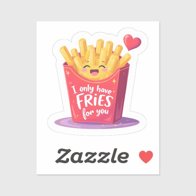 Pegatina Cute Valentine French Fries Pun (Hoja)
