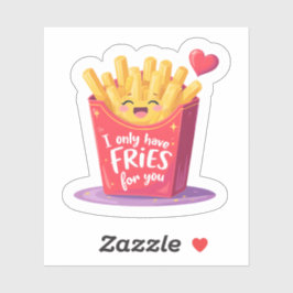 Pegatina Cute Valentine French Fries Pun