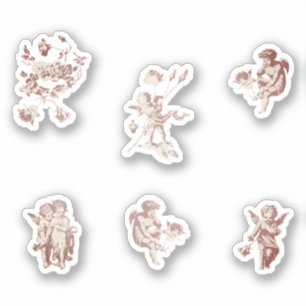 Pegatina Cute Vintage Pink Cherub Cupido Angels Flores Set