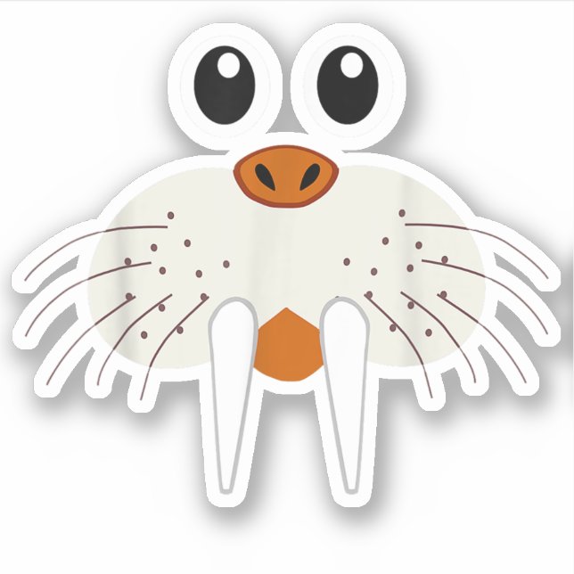 Pegatina Cute Walrus Animal Costume Gracioso Halloween (Anverso)