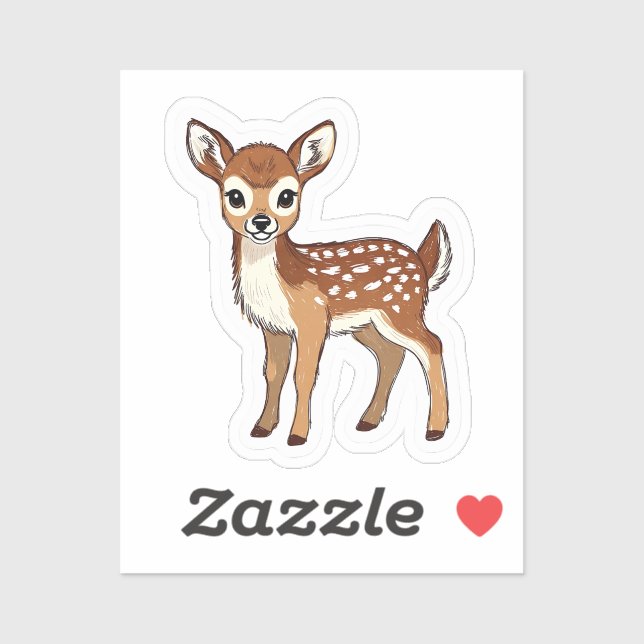 Pegatina Cute Watercolor Baby Deer Fawn Sticker (Hoja)