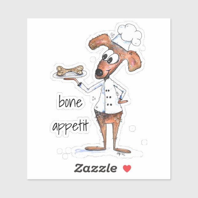 Pegatina Cute Whimsical Dog Chef (Hoja)