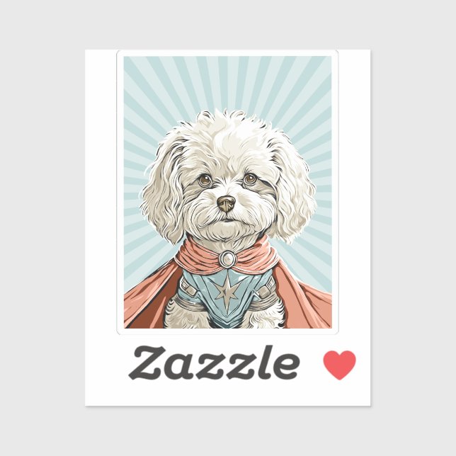 Pegatina Cute White Superhero Dog Custom-Cut Vinyl Sticker (Hoja)