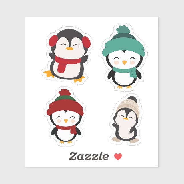 Pegatina Cute Winter Penguin Kawaii Sticker Set (Hoja)