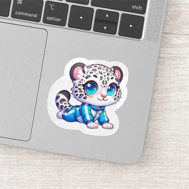 Pegatina Cute Yoga Kawaii Anime Snow Leopard Sticker  (Detalle)