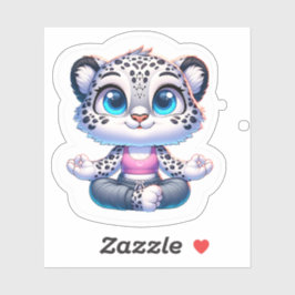 Pegatina Cute Yoga Sport Anime Snow Leopard Stickers