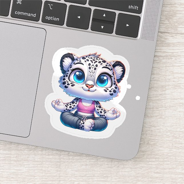 Pegatina Cute Yoga Sport Anime Snow Leopard Stickers (Detalle)
