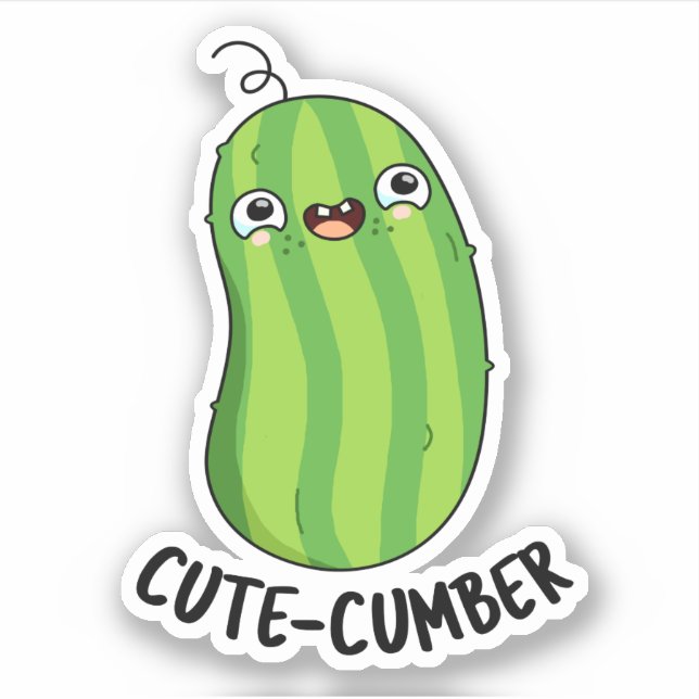 Pegatina Cutecumber Funny Cucumber Pun (Anverso)