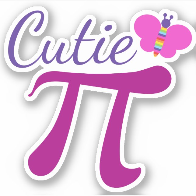 Pegatina Cutie Pi Funny Math Pun (Anverso)