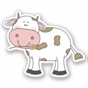 Pegatina Cuto diseño de vaca Adorable Granja de arte animal