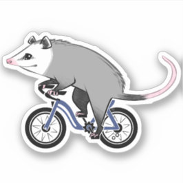 Pegatina Cuto Opossum En Una Bicicleta