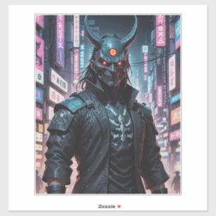 Pegatina Cyberpunk Demon Samurai