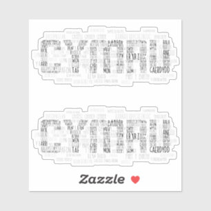 Pegatina Cymru Gales Lugar nombres y monumentos Word Art