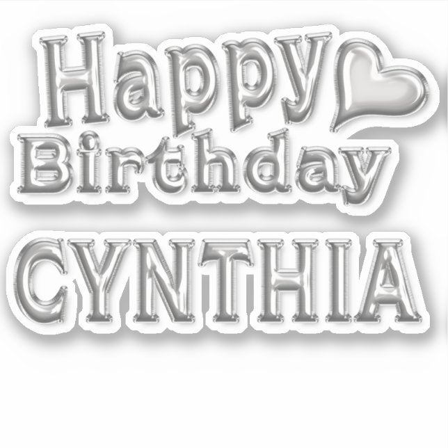 Pegatina Cynthia Happy Birthday silver Aufkleber Sticker (Anverso)