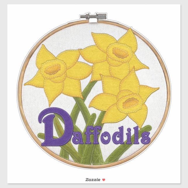 Pegatina D es para Daffodils Felt Look Flowers (Hoja)