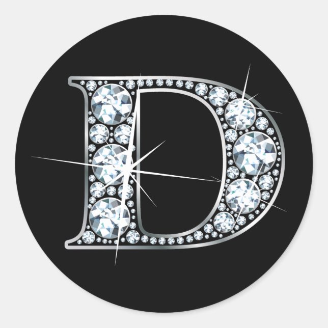 Pegatina "D" Faux-"Diamond Bling" (Anverso)