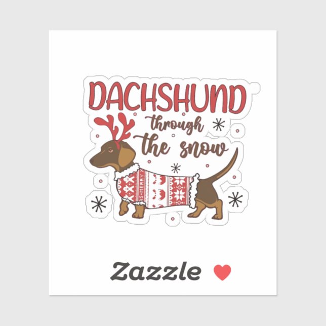 Pegatina Dachshund a través de la Navidad del perro amante  (Hoja)