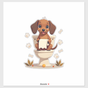 Pegatina Dachshund Antiguo Lindo en el Baño de Dibujos Anim