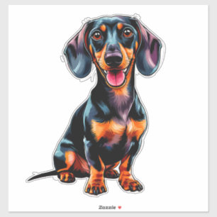 Pegatina Dachshund de dibujos animados colorido