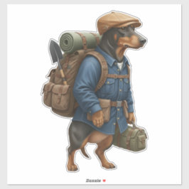 Pegatina Dachshund Hiker 