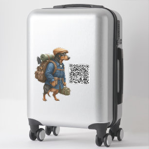 Pegatina Dachshund Hiker + Código QR