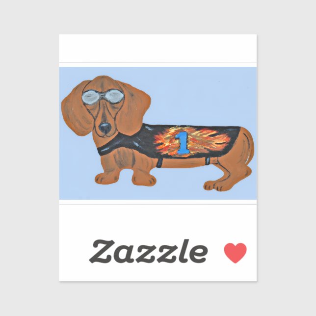 Pegatina Dachshund in Racing Jacket Sticker (Hoja)