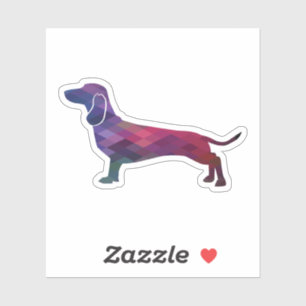 Pegatina Dachshund Perro Raza Geo Silhouette Purple