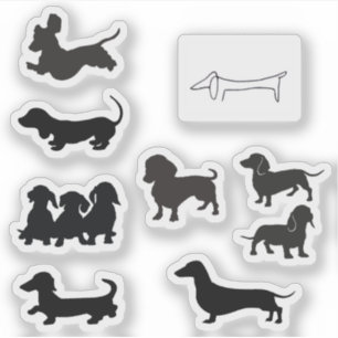 Pegatina Dachshund Silueta Negra