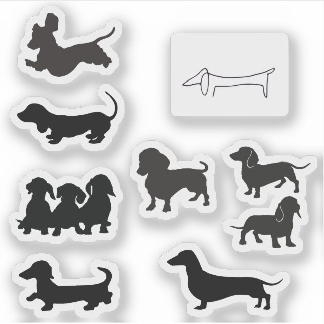 Pegatina Dachshund Silueta Negra (Anverso)