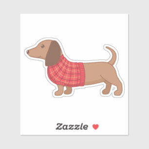 Pegatina Dachshund Wiener Perro Dulce de seda roja