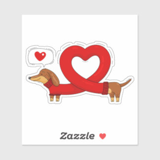 Pegatina Dachshund y corazón