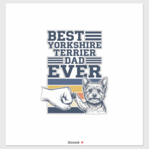 Pegatina Dad Yorkshire Terrier Puño en Alto Diseño Vector V
