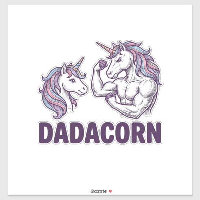 Pegatina Dadacorn divertido unicornio papá diseño de camise (Hoja)
