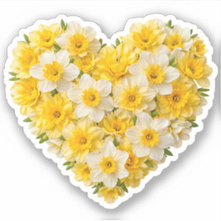 Pegatina Daffodil Heart March Birth Flower