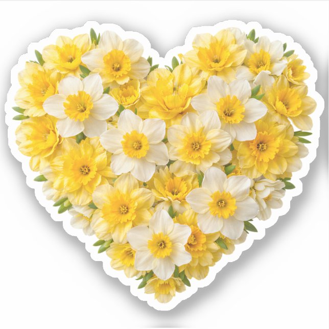 Pegatina Daffodil Heart March Birth Flower (Anverso)