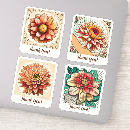 Pegatina Dahlia Flowers Groovy Retro Personalizado