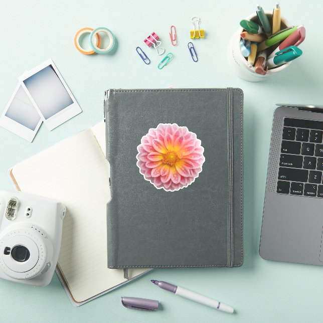 Pegatina Dahlia rosa y gotas de excremento (Funda para iPad)