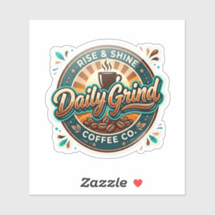 Pegatina Daily Grind Coffee Co – Insignia de Café Retro Vin