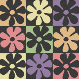 Pegatina Daisies retro multicolor de los años 1970