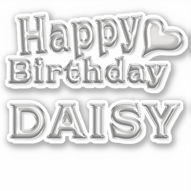 Pegatina Daisy Happy Birthday silver Aufkleber Sticker (Anverso)