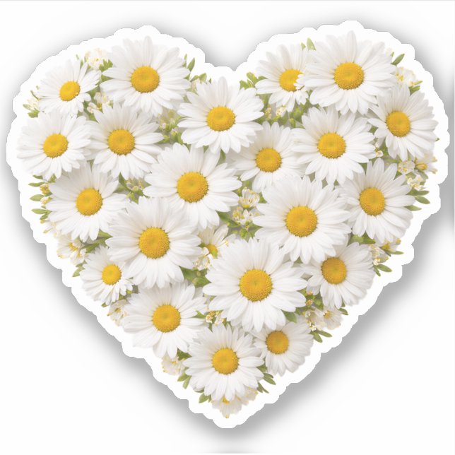 Pegatina Daisy Heart April Birth Flower (Anverso)