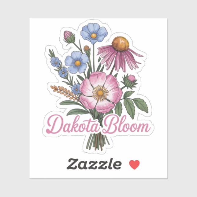 Pegatina Dakota Wildflower Bloom – Boho Floral Prairie Desi (Hoja)