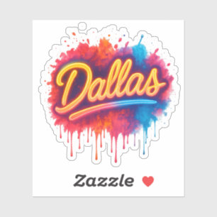 Pegatina Dallas Neon Street Art Splash - Retro Vibrant City