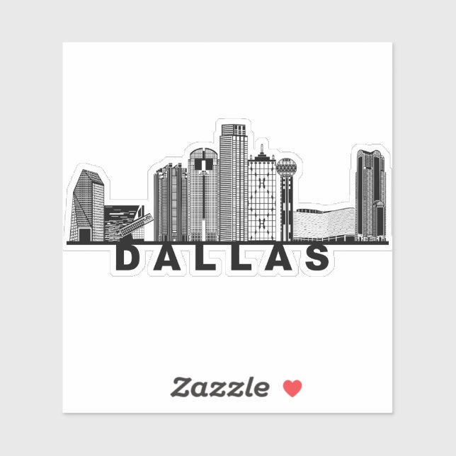 Pegatina Dallas Skyline Silhouette  (Hoja)