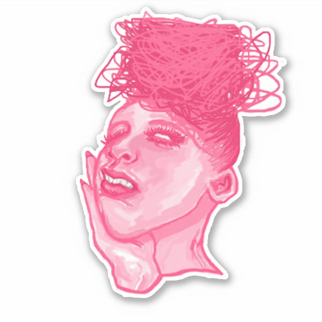 Pegatina Dama de caos en rosa (Anverso)