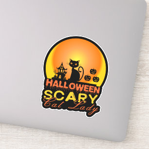 Pegatina Dama de gato aterradora de Halloween ID858