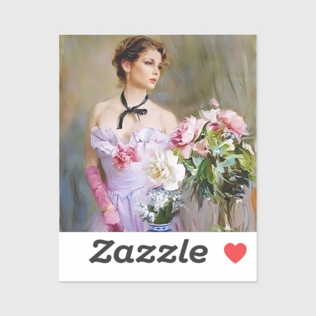 Pegatina Dama dulce Personalizado-Pegatina de vinilo de cor (Hoja)