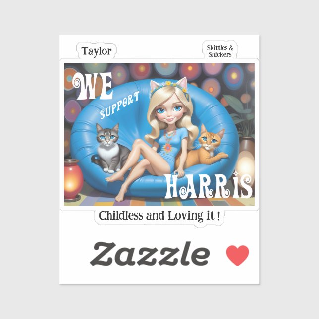 Pegatina Damas de gato sin hijos y graciosas personalizados (Hoja)