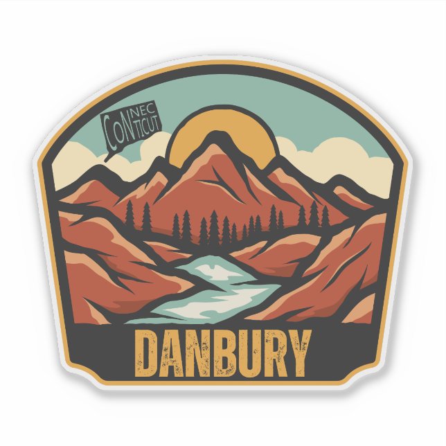 Pegatina Danbury, Connecticut (Anverso)