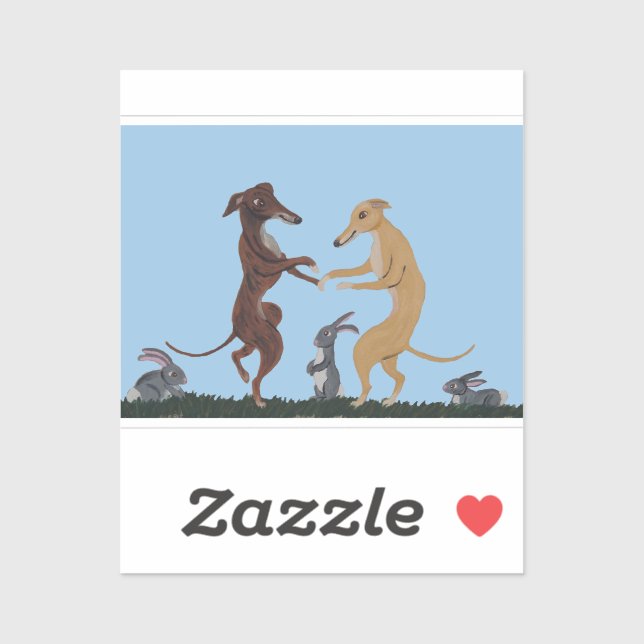 Pegatina Dancing Greyhounds & Bunny Friends Invitation (Hoja)